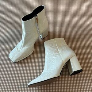 CARRANO Patent Leather square toe short booties. Size 37